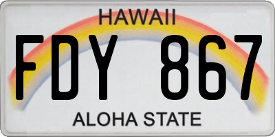 HI license plate FDY867