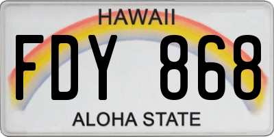 HI license plate FDY868
