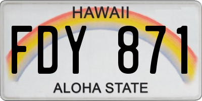HI license plate FDY871