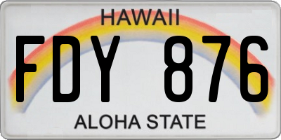 HI license plate FDY876