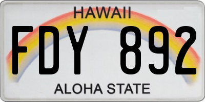 HI license plate FDY892