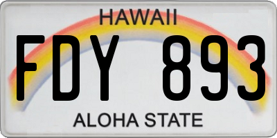 HI license plate FDY893