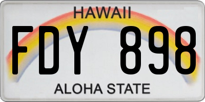 HI license plate FDY898