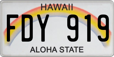 HI license plate FDY919