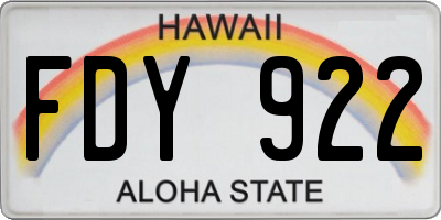 HI license plate FDY922