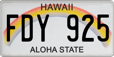 HI license plate FDY925