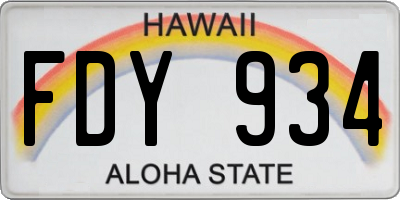 HI license plate FDY934