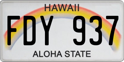 HI license plate FDY937