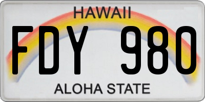 HI license plate FDY980