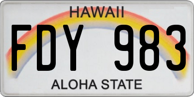 HI license plate FDY983