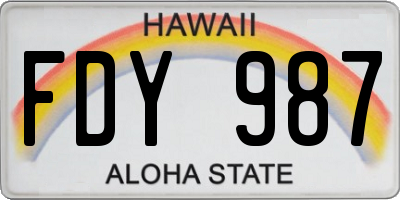 HI license plate FDY987