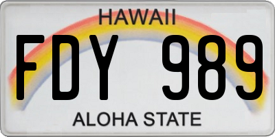 HI license plate FDY989