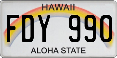 HI license plate FDY990