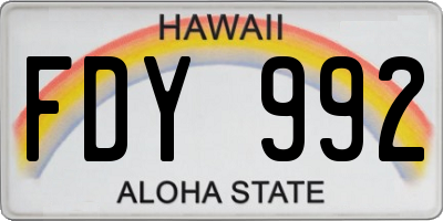 HI license plate FDY992