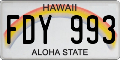 HI license plate FDY993