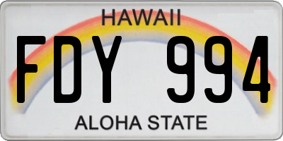 HI license plate FDY994