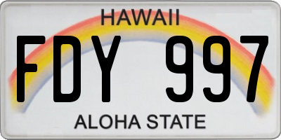 HI license plate FDY997
