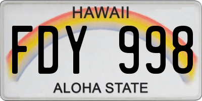 HI license plate FDY998
