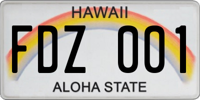 HI license plate FDZ001