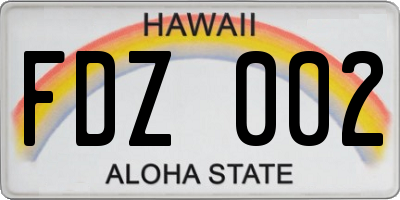 HI license plate FDZ002