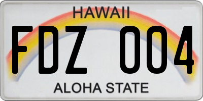HI license plate FDZ004