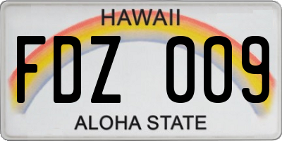 HI license plate FDZ009