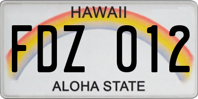 HI license plate FDZ012