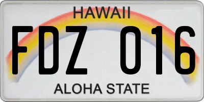 HI license plate FDZ016