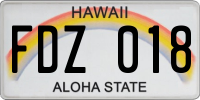 HI license plate FDZ018