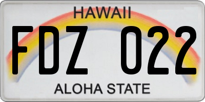HI license plate FDZ022