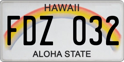 HI license plate FDZ032