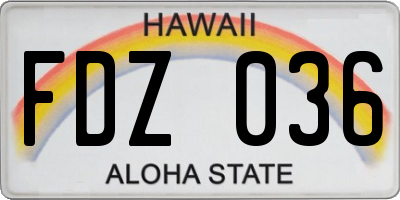 HI license plate FDZ036
