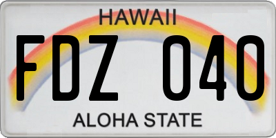 HI license plate FDZ040