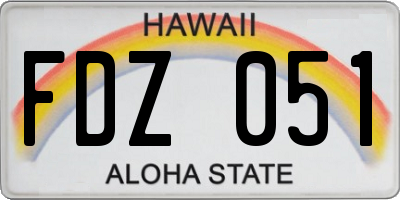 HI license plate FDZ051