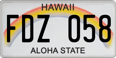 HI license plate FDZ058