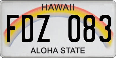 HI license plate FDZ083