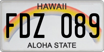 HI license plate FDZ089