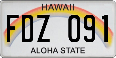 HI license plate FDZ091