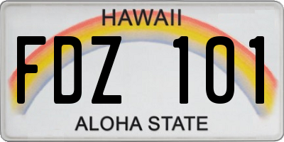 HI license plate FDZ101