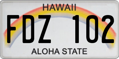 HI license plate FDZ102