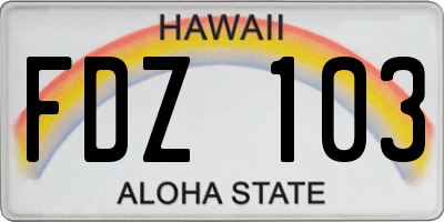 HI license plate FDZ103