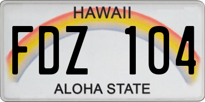 HI license plate FDZ104