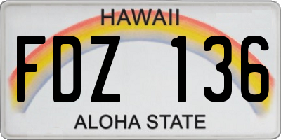 HI license plate FDZ136