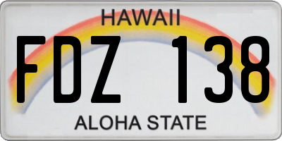 HI license plate FDZ138