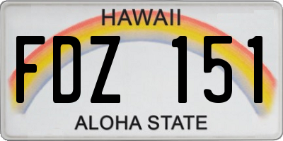 HI license plate FDZ151