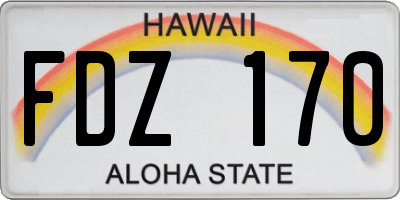 HI license plate FDZ170