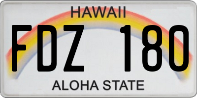 HI license plate FDZ180