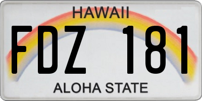 HI license plate FDZ181
