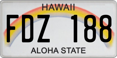 HI license plate FDZ188