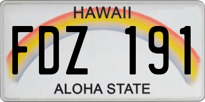 HI license plate FDZ191